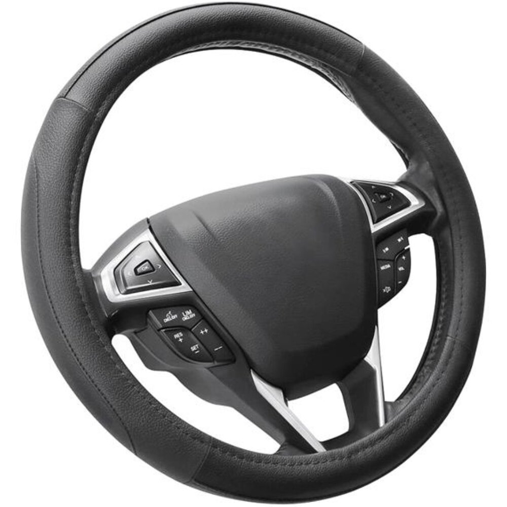 Direct Car Steering Wheel Cover Universal Standard Size 14.5-15 inch, Black